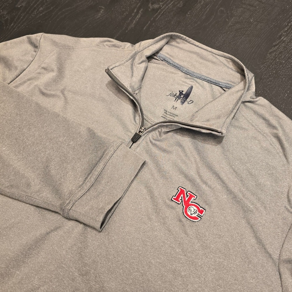 Johnnie-O Mens Quarter Zip Pullover Grey NC Logo JMKO1420 Meteor Size M